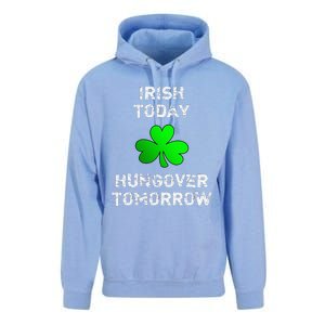 Irish Today Hungover Tomorrow Funny Patrick's Day Unisex Surf Hoodie