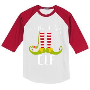 IM The Hockey Elf Funny Christmas Gift Cute Gift Kids Colorblock Raglan Jersey