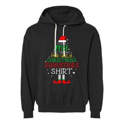 It's Too Hot For Ugly Christmas Funny Xmas Garment-Dyed Fleece Hoodie