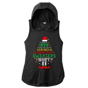 ItS Too Hot For Ugly Christmas Funny Xmas Ladies PosiCharge Tri-Blend Wicking Draft Hoodie Tank