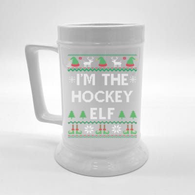 IM The Hockey Elf Funny Player And Fan Ugly Christmas Pajama Gift Beer Stein