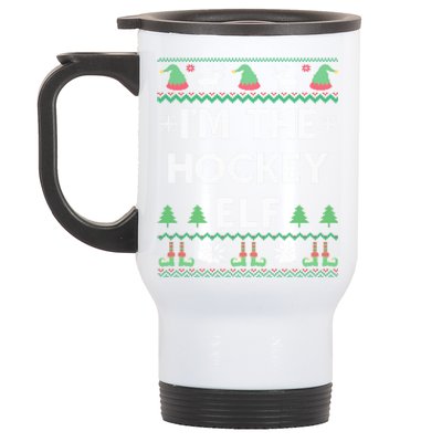 IM The Hockey Elf Funny Player And Fan Ugly Christmas Pajama Gift Stainless Steel Travel Mug