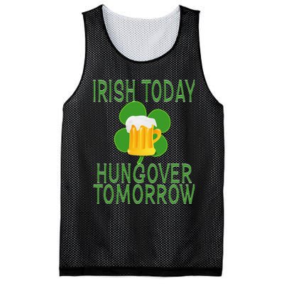 Irish Today, Hungover Tomorrow St Pattys Day Mesh Reversible Basketball Jersey Tank