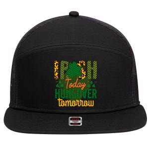 Irish Today, Hungover Tomorrow Funny St Patrick's Day 7 Panel Mesh Trucker Snapback Hat