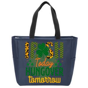 Irish Today, Hungover Tomorrow Funny St Patrick's Day Zip Tote Bag