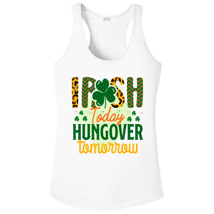 Irish Today, Hungover Tomorrow Funny St Patrick's Day Ladies PosiCharge Competitor Racerback Tank