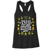 Its Too Hot For Ugly Christmas In July Sweaters Funny Xmas Women's Racerback Tank