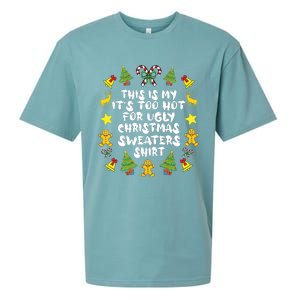 Its Too Hot For Ugly Christmas In July Sweaters Funny Xmas Sueded Cloud Jersey T-Shirt