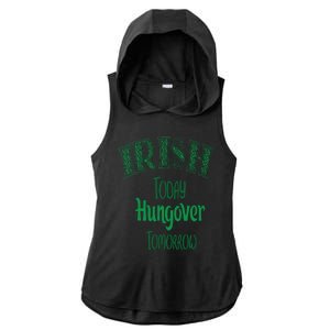 Irish Today, Hungover Tomorrow Funny St Patrick's Day Ladies PosiCharge Tri-Blend Wicking Draft Hoodie Tank