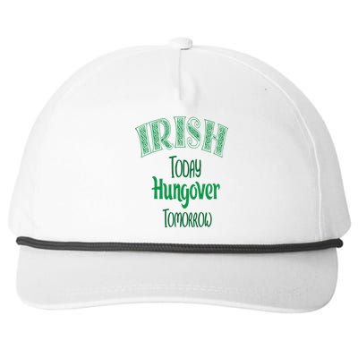 Irish Today, Hungover Tomorrow Funny St Patrick's Day Snapback Five-Panel Rope Hat