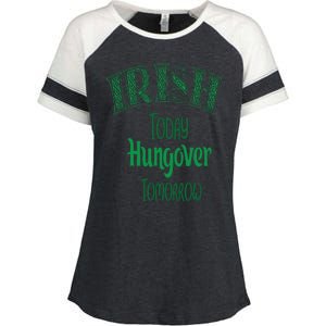 Irish Today, Hungover Tomorrow Funny St Patrick's Day Enza Ladies Jersey Colorblock Tee