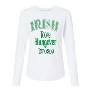 Irish Today, Hungover Tomorrow Funny St Patrick's Day Womens Cotton Relaxed Long Sleeve T-Shirt