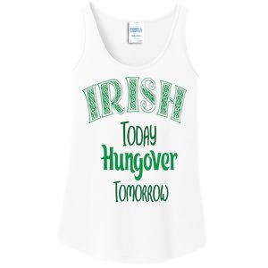 Irish Today, Hungover Tomorrow Funny St Patrick's Day Ladies Essential Tank