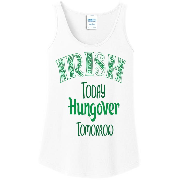 Irish Today, Hungover Tomorrow Funny St Patrick's Day Ladies Essential Tank