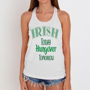 Irish Today, Hungover Tomorrow Funny St Patrick's Day Women's Knotted Racerback Tank