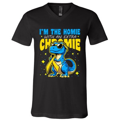 IM The Homie With Extra Chromie Down Syndrome Awareness V-Neck T-Shirt