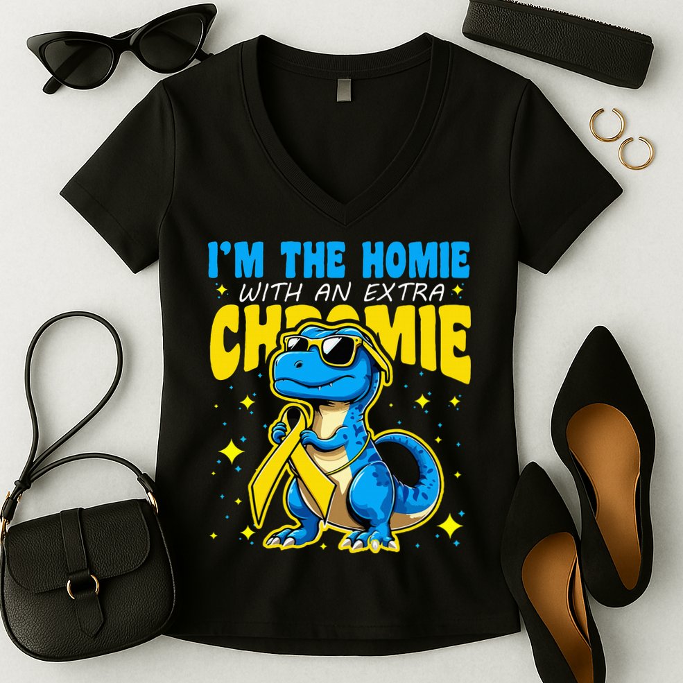 IM The Homie With Extra Chromie Down Syndrome Awareness Women's V-Neck T-Shirt