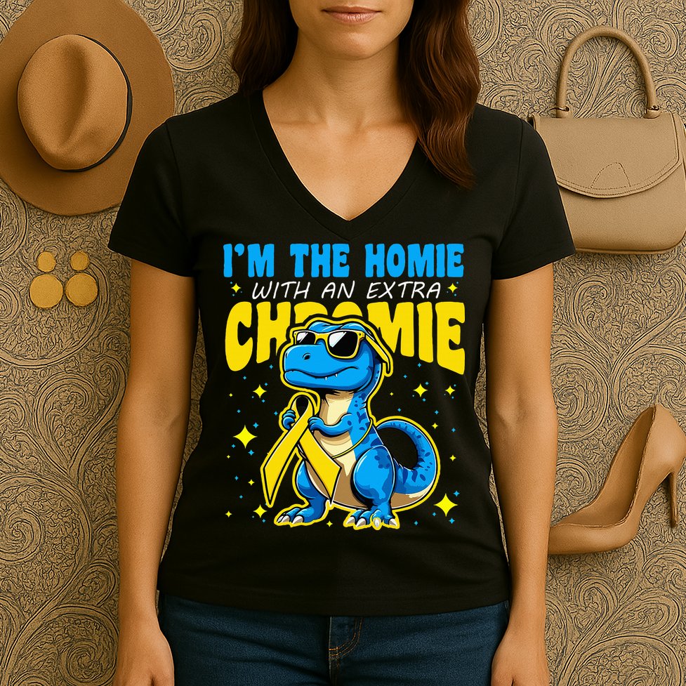 IM The Homie With Extra Chromie Down Syndrome Awareness Women's V-Neck T-Shirt