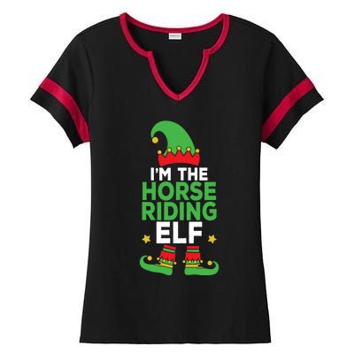 IM The Horse Riding Elf Family Holiday Matching Christmas Gift Ladies Halftime Notch Neck Tee