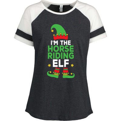 IM The Horse Riding Elf Family Holiday Matching Christmas Gift Enza Ladies Jersey Colorblock Tee