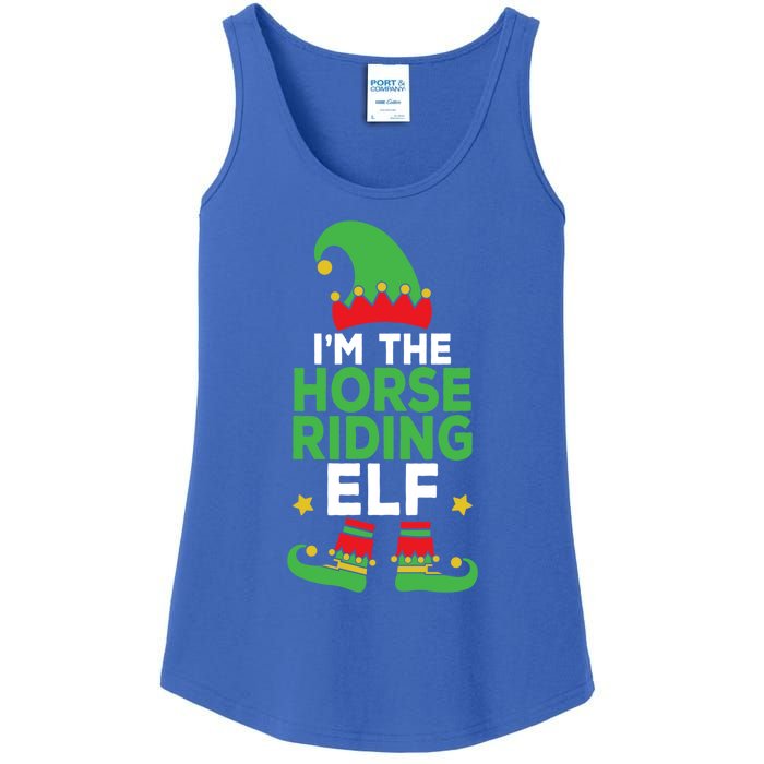 IM The Horse Riding Elf Family Holiday Matching Christmas Gift Ladies Essential Tank