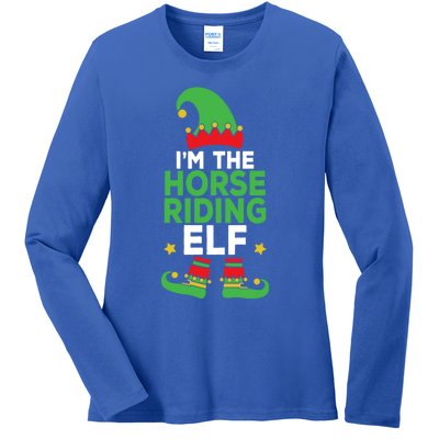 IM The Horse Riding Elf Family Holiday Matching Christmas Gift Ladies Long Sleeve Shirt