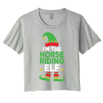 IM The Horse Riding Elf Family Holiday Matching Christmas Gift Women's Crop Top Tee