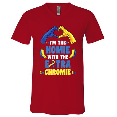 I'm The Homie With Extra Chromie Down Syndrome Awareness Day V-Neck T-Shirt