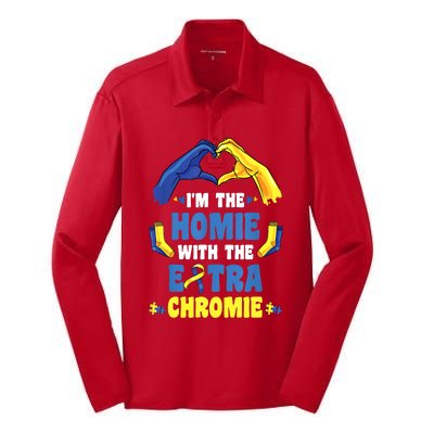 I'm The Homie With Extra Chromie Down Syndrome Awareness Day Silk Touch Performance Long Sleeve Polo