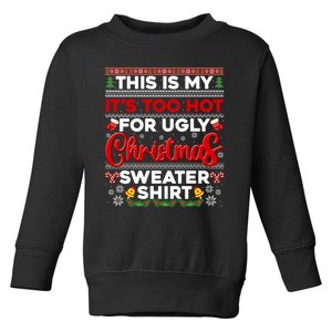 Its Too Hot For Ugly Christmas Sweater Pajamas Xmas Family Toddler Sweatshirt