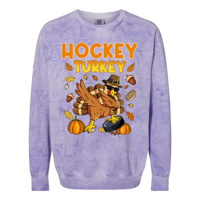 IM The Hockey Turkey Dabbing Thanksgiving Funny Thankful Gift Colorblast Crewneck Sweatshirt