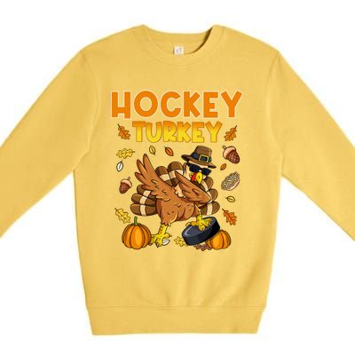 IM The Hockey Turkey Dabbing Thanksgiving Funny Thankful Gift Premium Crewneck Sweatshirt