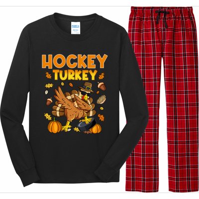 IM The Hockey Turkey Dabbing Thanksgiving Funny Thankful Gift Long Sleeve Pajama Set