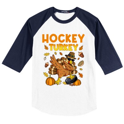 IM The Hockey Turkey Dabbing Thanksgiving Funny Thankful Gift Baseball Sleeve Shirt