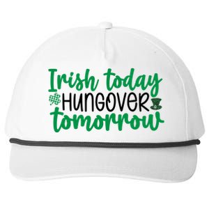 Irish Today Hungover Tomorrow Funny St Patricks Day Snapback Five-Panel Rope Hat