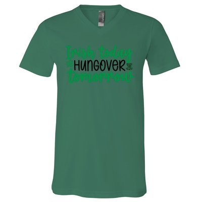 Irish Today Hungover Tomorrow Funny St Patricks Day V-Neck T-Shirt