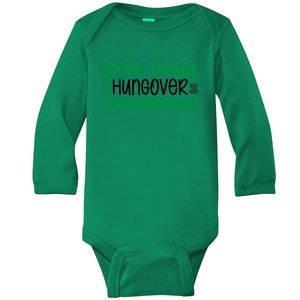 Irish Today Hungover Tomorrow Funny St Patricks Day Baby Long Sleeve Bodysuit