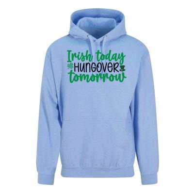 Irish Today Hungover Tomorrow Funny St Patricks Day Unisex Surf Hoodie