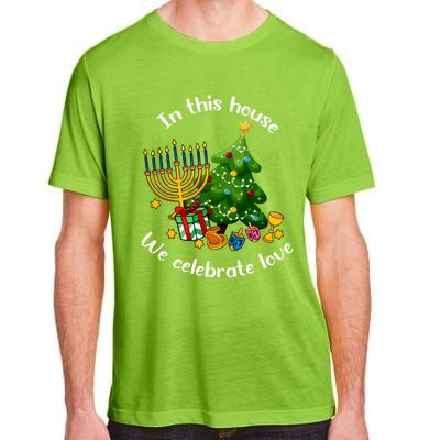 In This House We Celebrate Love Teacher Christmas Adult ChromaSoft Performance T-Shirt