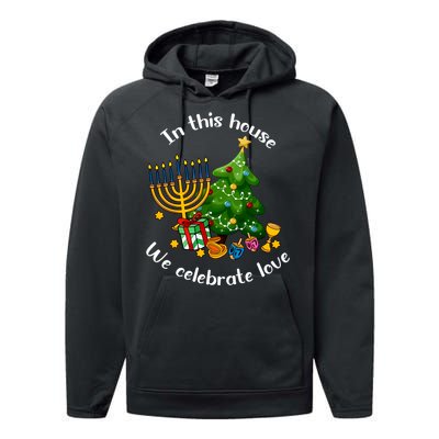 In This House We Celebrate Love Teacher Christmas Performance Fleece Hoodie