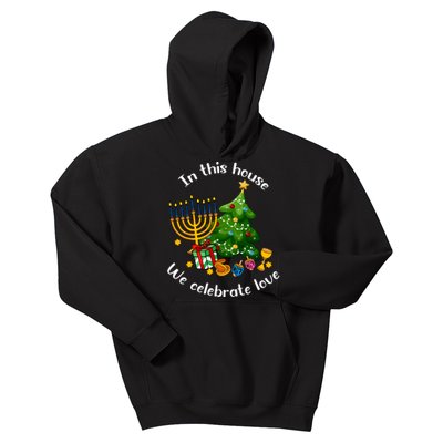 In This House We Celebrate Love Teacher Christmas Kids Hoodie