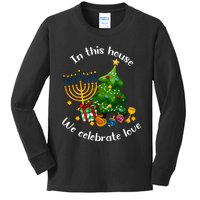 In This House We Celebrate Love Teacher Christmas Kids Long Sleeve Shirt