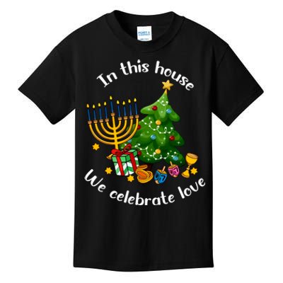 In This House We Celebrate Love Teacher Christmas Kids T-Shirt