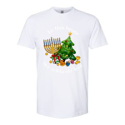 In This House We Celebrate Love Teacher Christmas Softstyle CVC T-Shirt