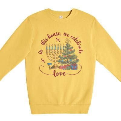 In This House We Celebrate Love Teacher Christmas Premium Crewneck Sweatshirt