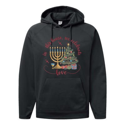 In This House We Celebrate Love Teacher Christmas Performance Fleece Hoodie