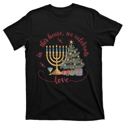 In This House We Celebrate Love Teacher Christmas T-Shirt