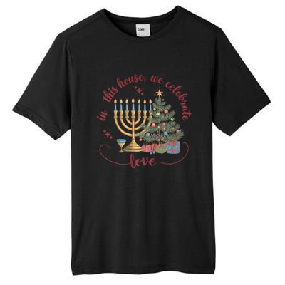 In This House We Celebrate Love Teacher Christmas Tall Fusion ChromaSoft Performance T-Shirt