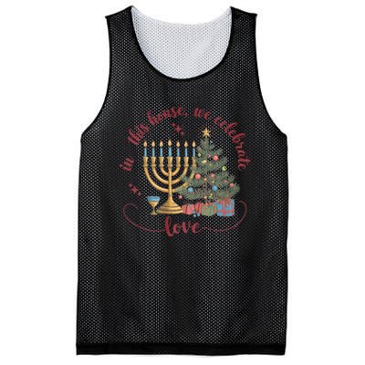 In This House We Celebrate Love Teacher Christmas Mesh Reversible Basketball Jersey Tank