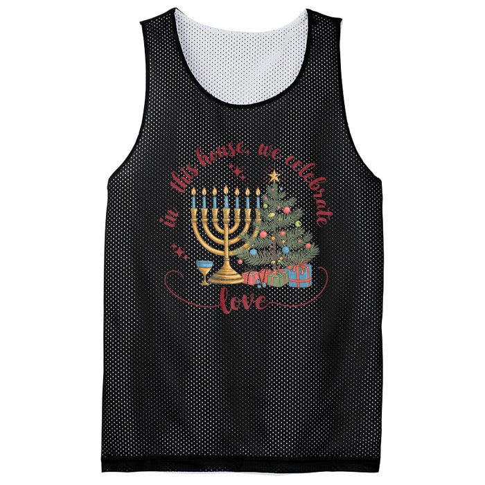 In This House We Celebrate Love Teacher Christmas Mesh Reversible Basketball Jersey Tank